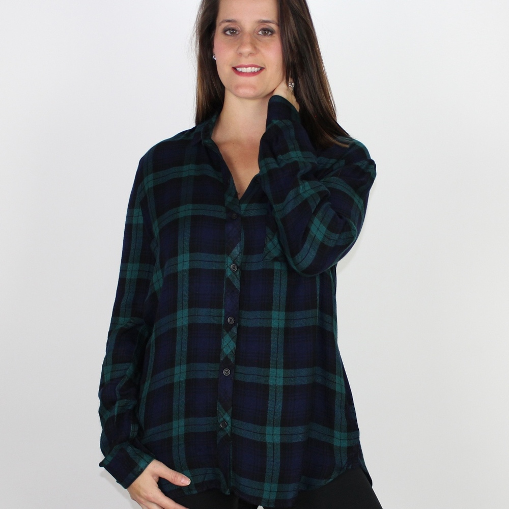 Blue Plaid Button Down Shirt
